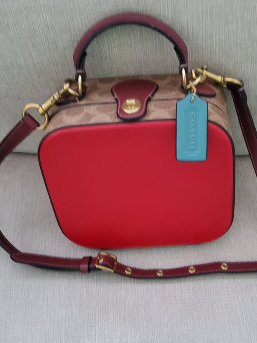 Rare Coach Lunar New Year Square Red Glovetanned Leather C2446 Crossbody